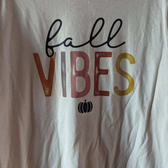 Bella Canvas Fall Vibes Crew Neck Short Sleeve Graphic Tee Top White Large NWT - Picture 3 of 8